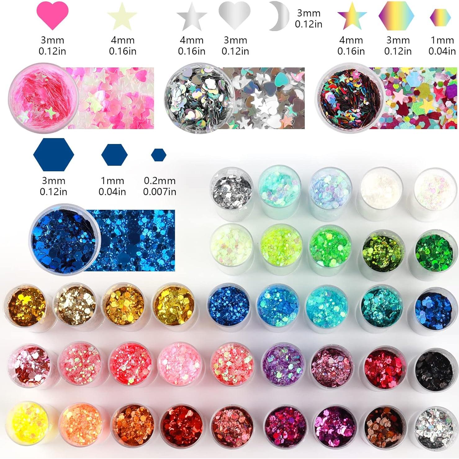 Set de Glitter Chunky Holográfico Ciyowta 40 Colores 300g