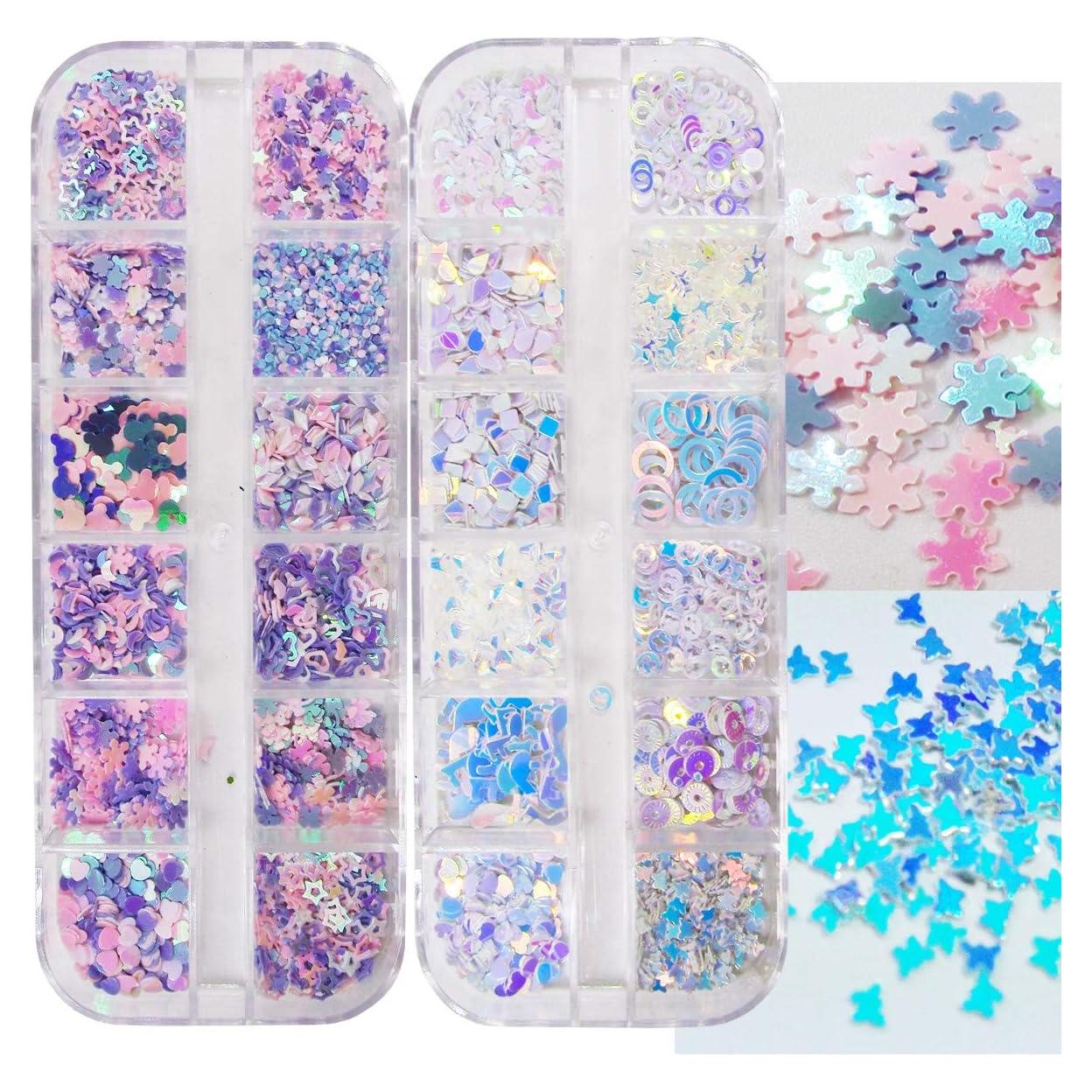 LuckForever Copos de Brillo Iridiscente para Uñas 2 Paquetes