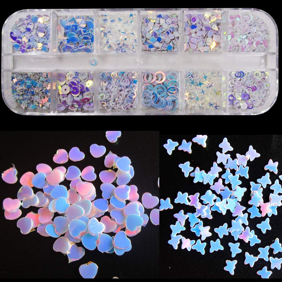 LuckForever Copos de Brillo Iridiscente para Uñas 2 Paquetes