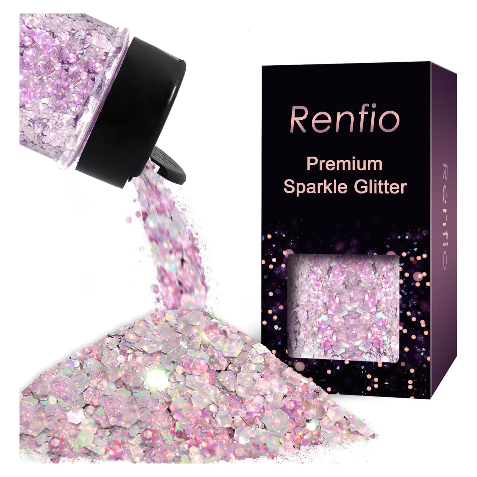 Purpurina Holográfica Gruesa Renfio 50g Plata Iridiscente