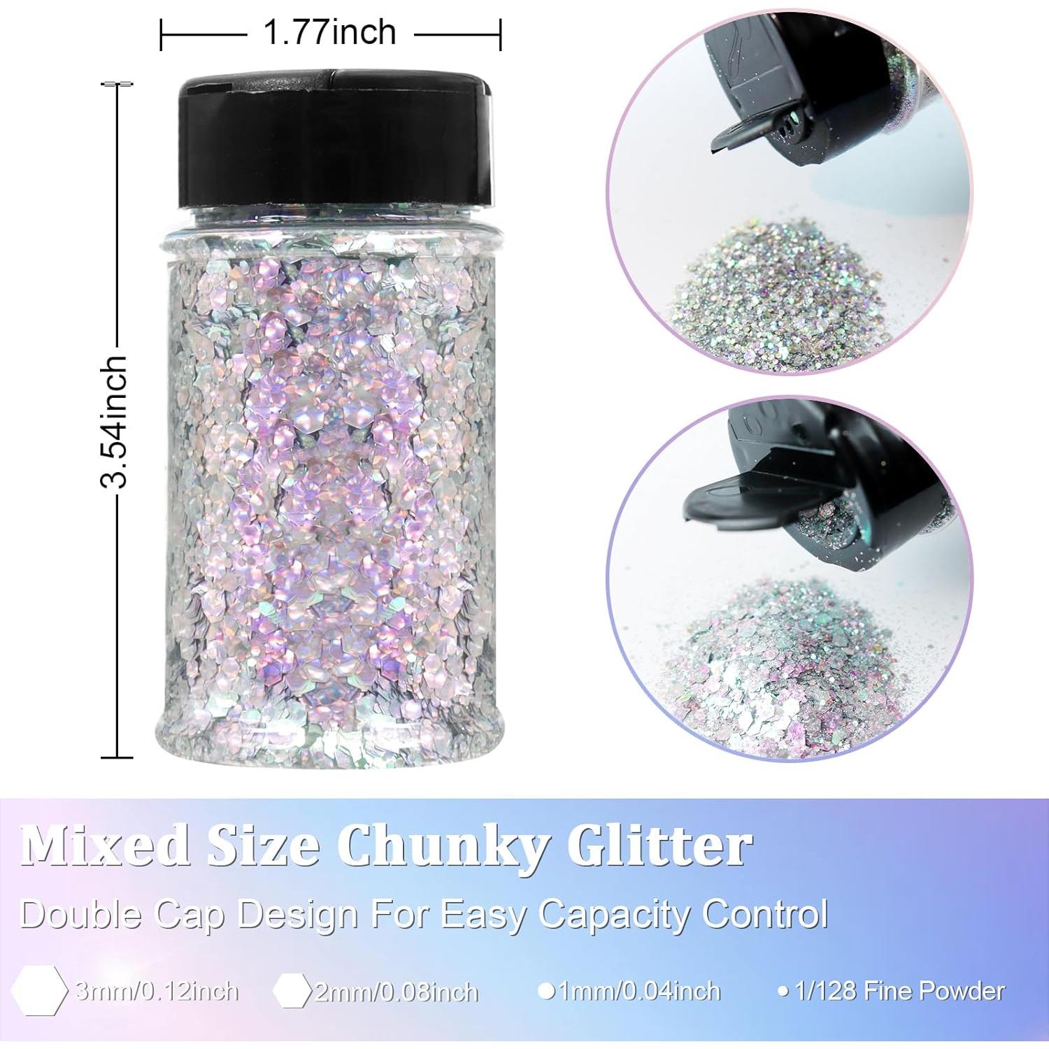 Purpurina Holográfica Gruesa Renfio 50g Plata Iridiscente