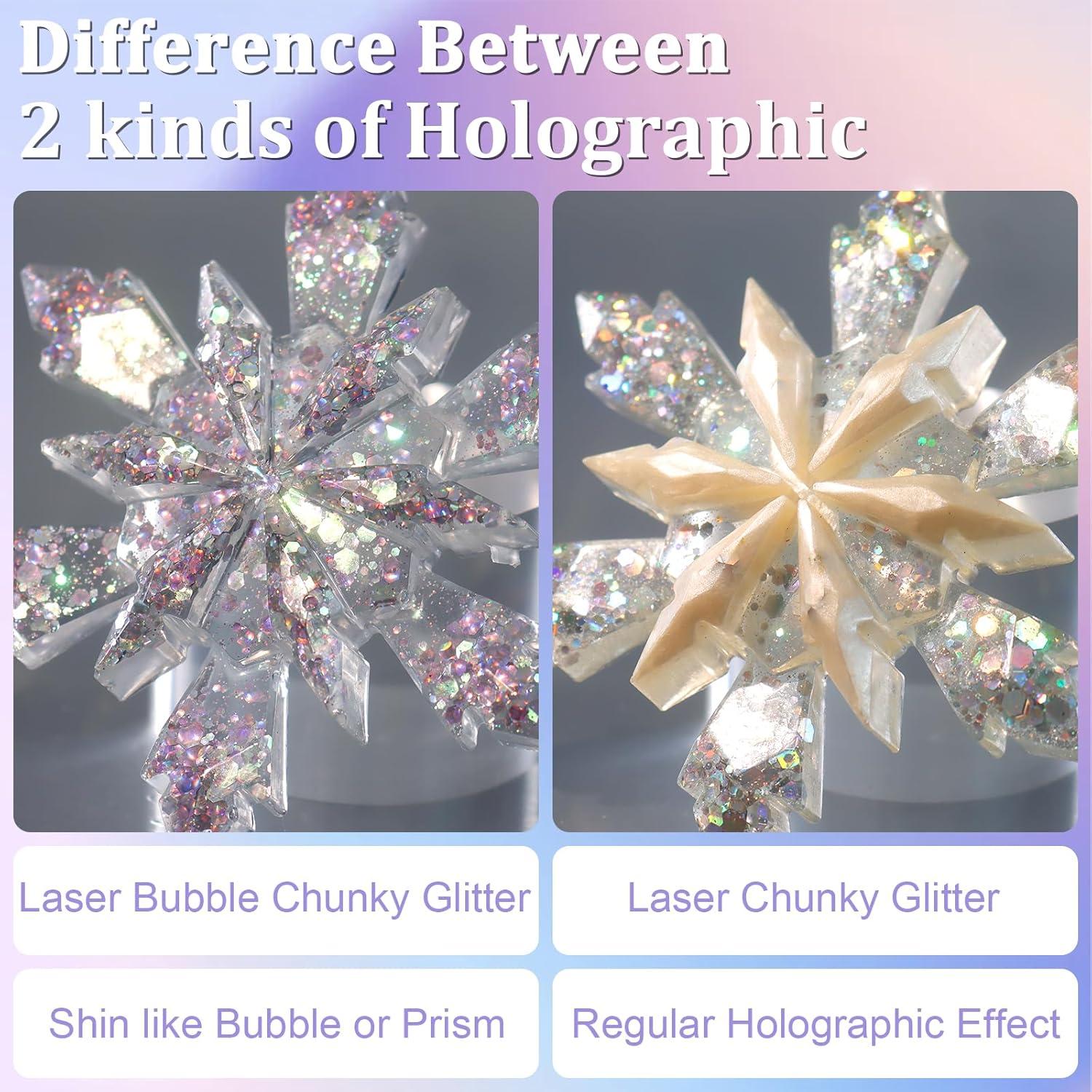 Purpurina Holográfica Gruesa Renfio 50g Plata Iridiscente