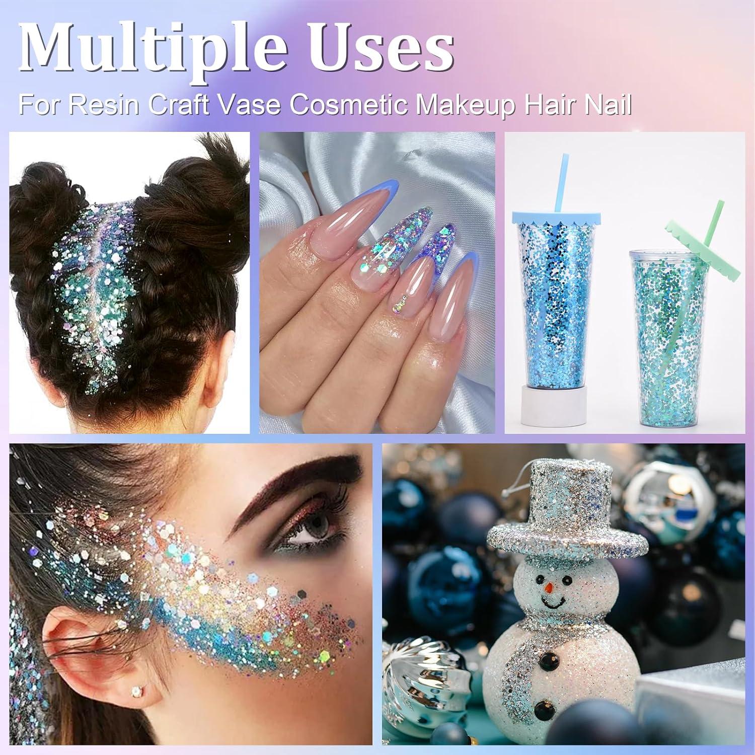 Purpurina Holográfica Gruesa Renfio 50g Plata Iridiscente