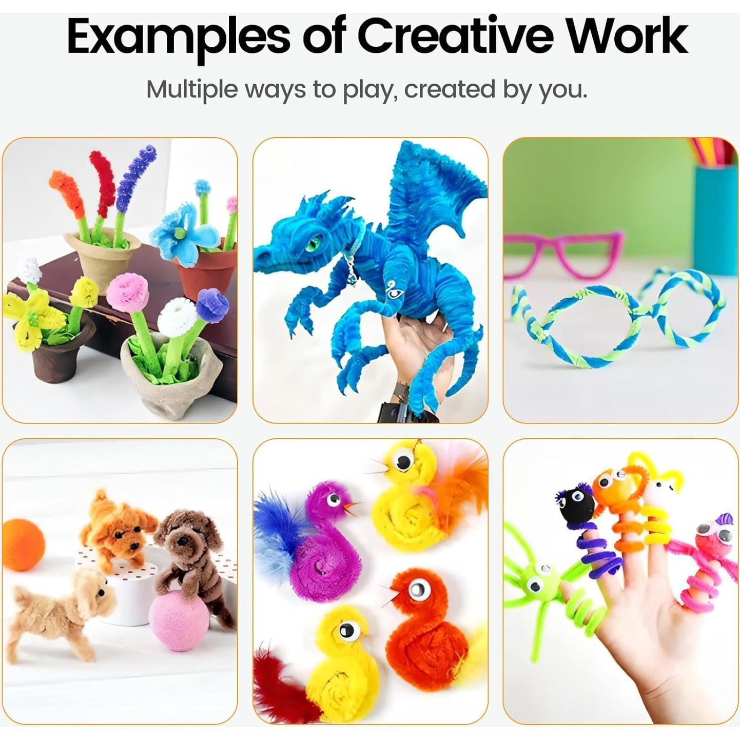 Kit de Manualidades 1000 Piezas Limpiapipas Chenille LeilieCSC