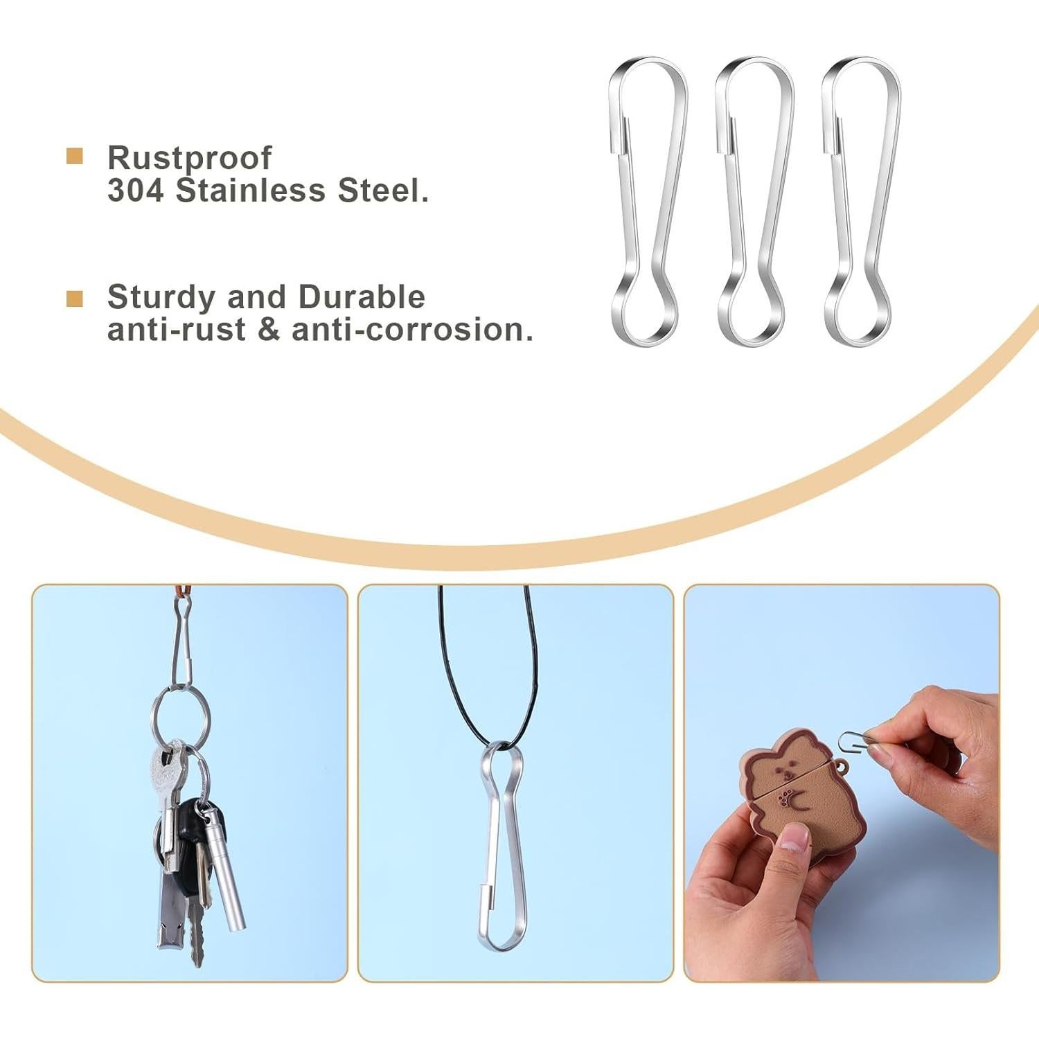 24 Ganchos de Resorte de Acero Inoxidable Bruislard 4cm