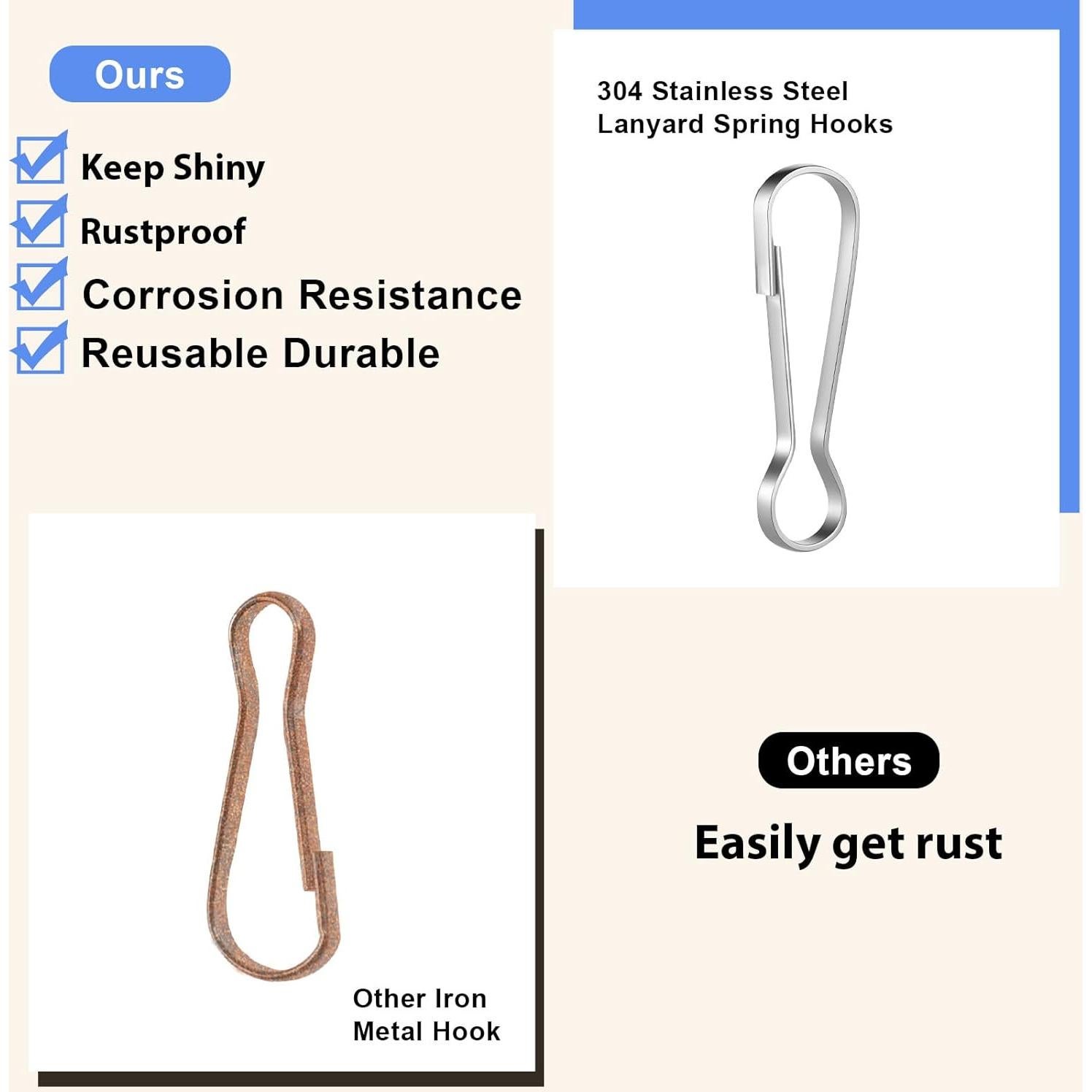 24 Ganchos de Resorte de Acero Inoxidable Bruislard 4cm