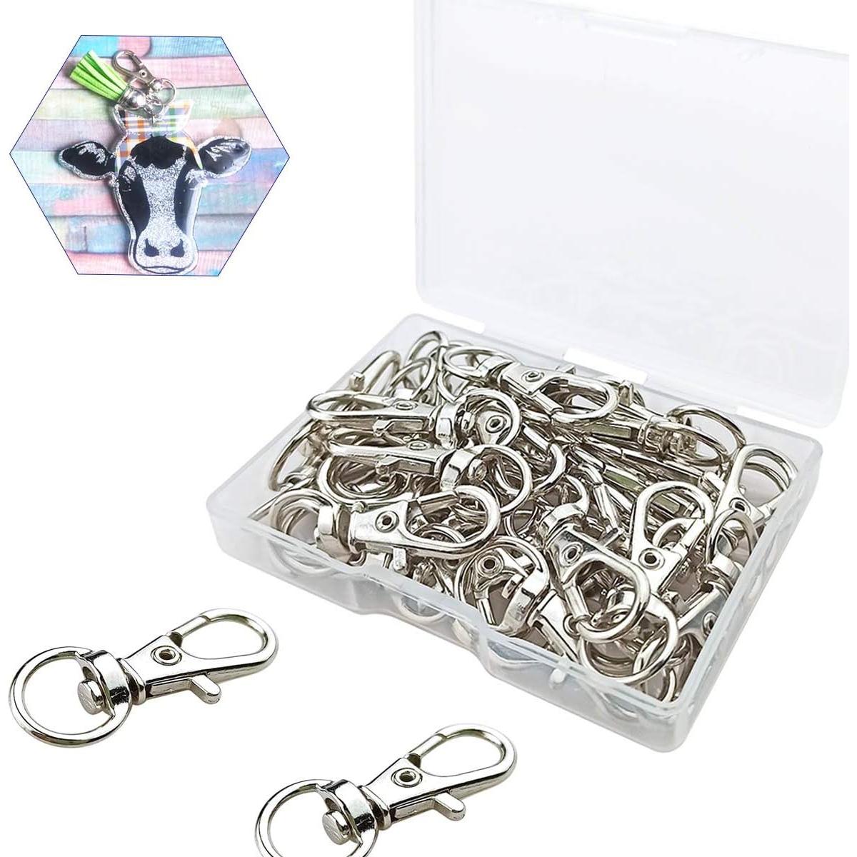 30 Ganchos Giratorios de Metal TTSAM para Llavero Plata 33mm