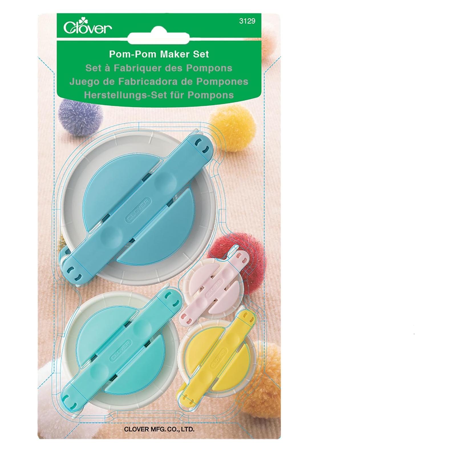 Set de Hacedores de Pompones Clover - 4 Tamaños, Resina y Acero