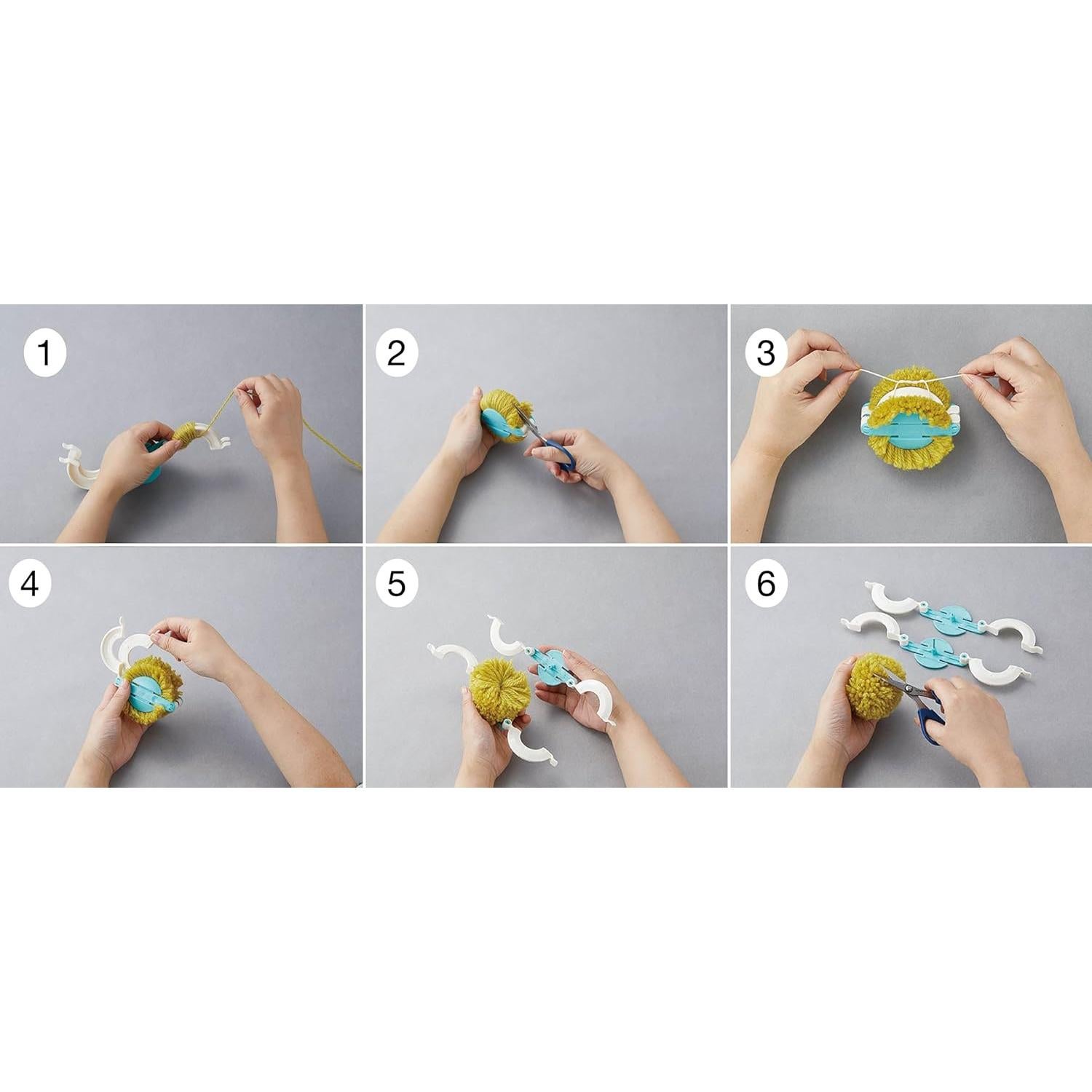 Set de Hacedores de Pompones Clover - 4 Tamaños, Resina y Acero