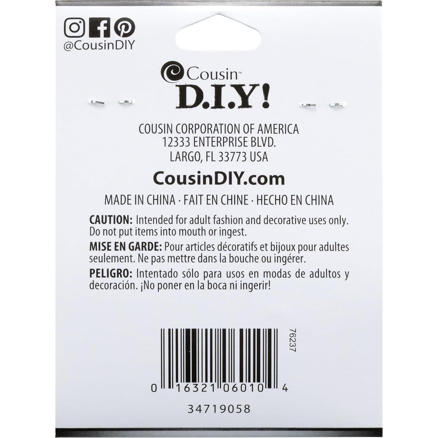 Gancho de Lanyard Plata Cousin - 50 Piezas 22x7mm