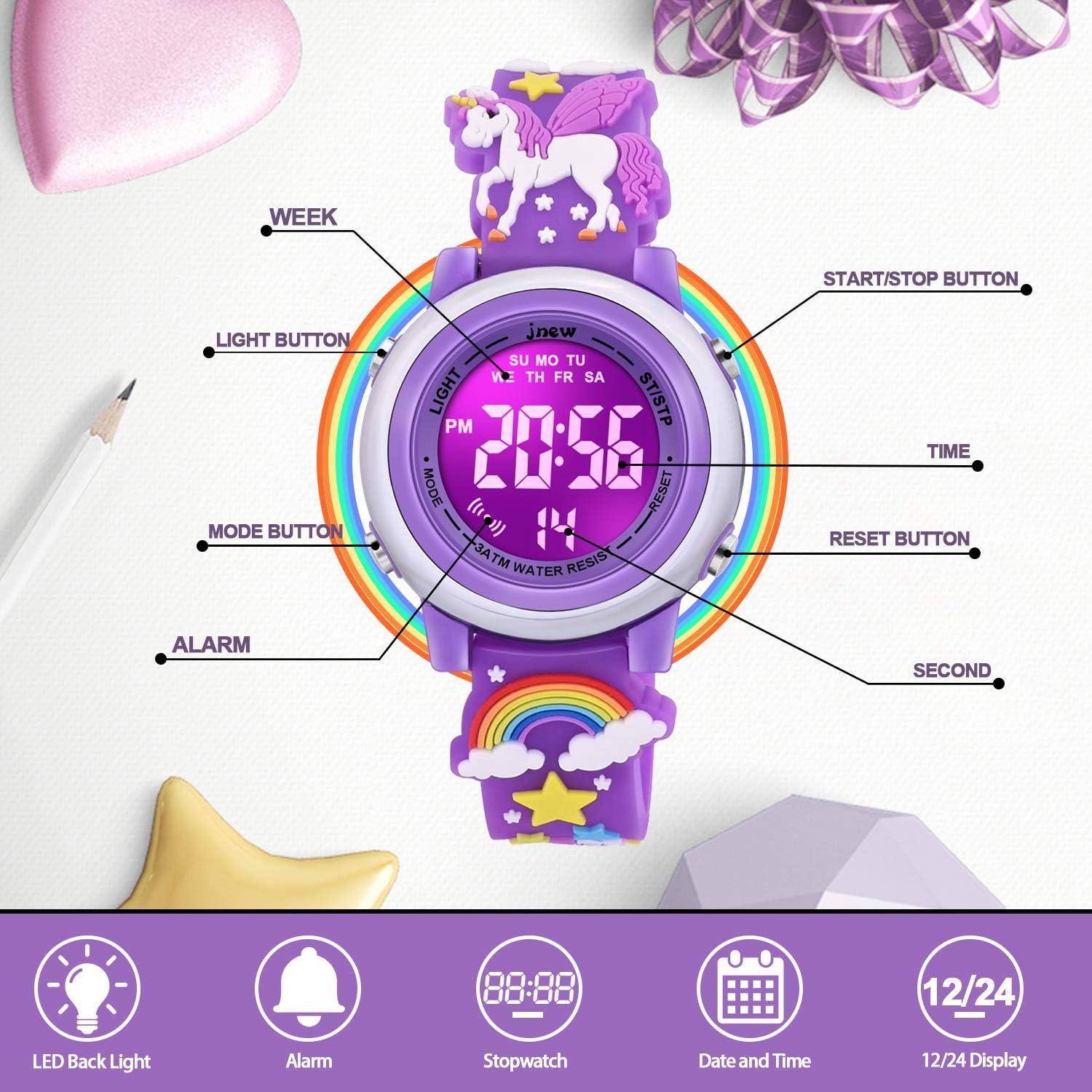 Reloj 3D Unicornio VAPCUFF para Niñas 3-12 Años Resistente