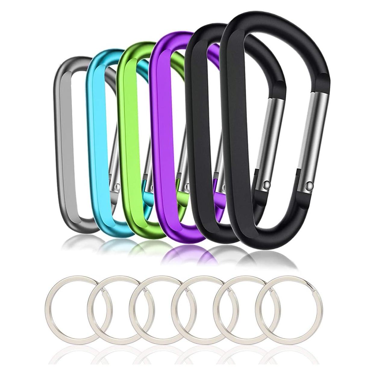 6 Clips de Carabiner de Aluminio CampTek 79mm Multicolor