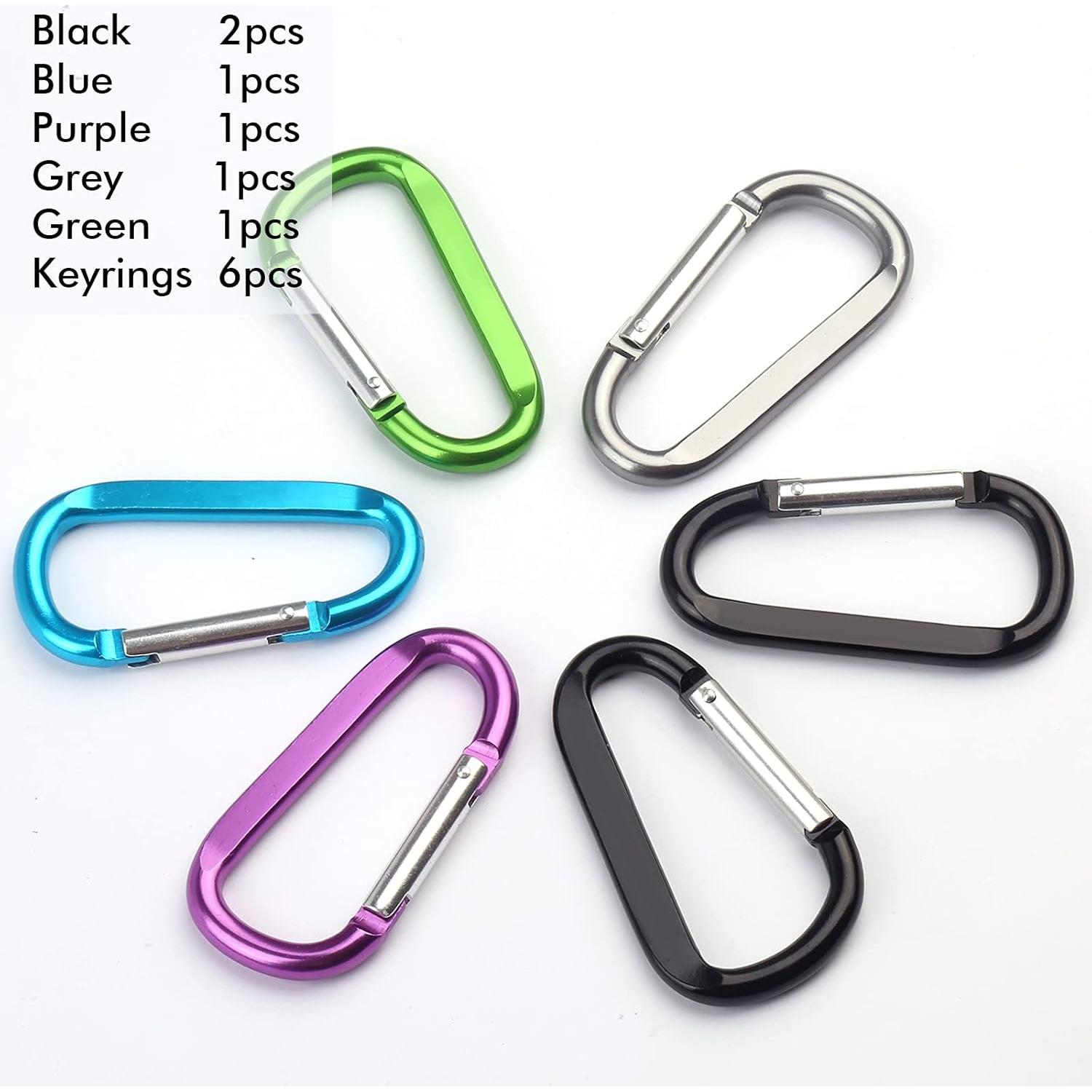 6 Clips de Carabiner de Aluminio CampTek 79mm Multicolor