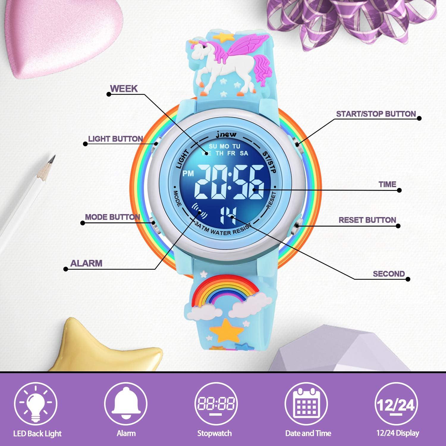 Reloj Unicornio VAPCUFF 3D A Prueba de Agua Niñas 3-12 Años