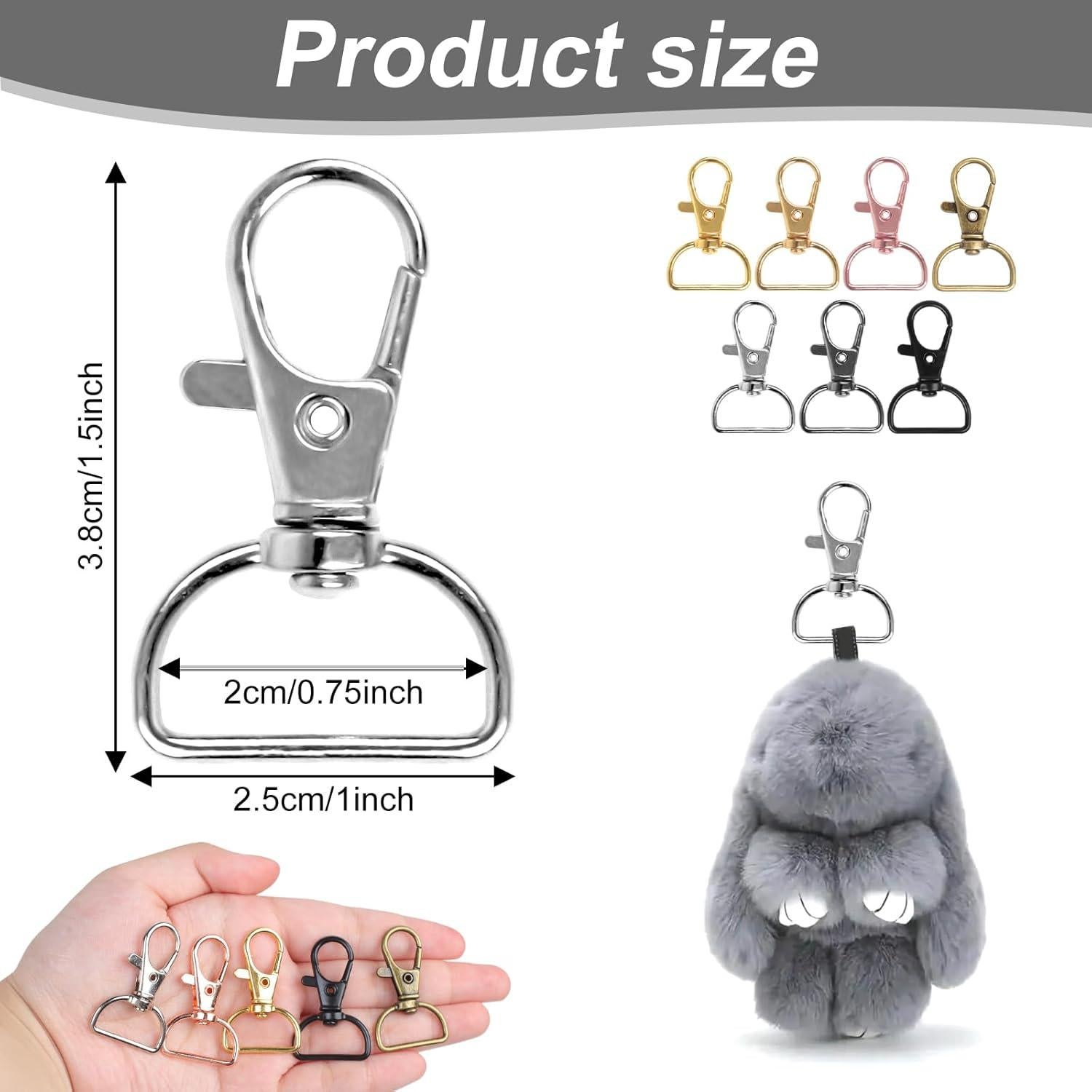 60 Ganchos de Clip Giratorios HXSEMAYIG para Llaveros 3.8 cm