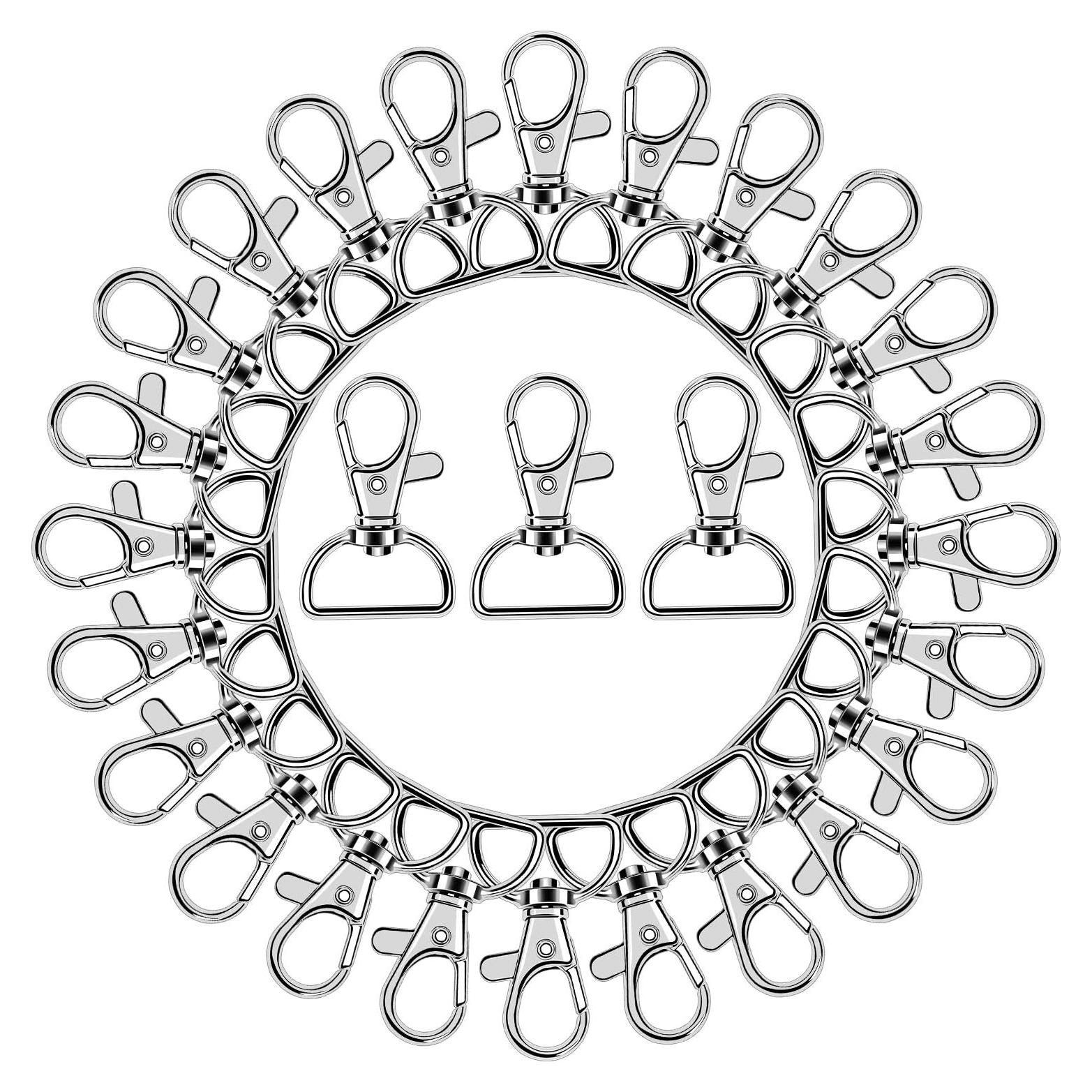 50 Ganchos Giratorios de Langosta AUGSUN Plata 3.81 cm