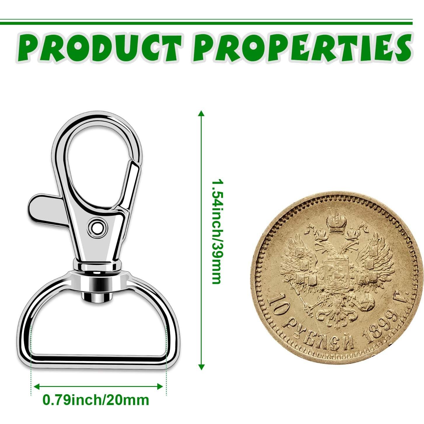 50 Ganchos Giratorios de Langosta AUGSUN Plata 3.81 cm