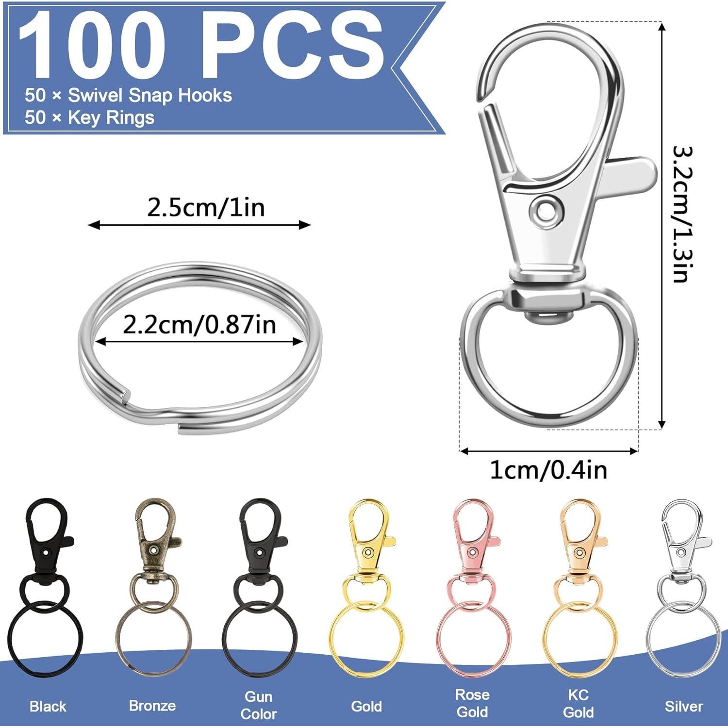 Ganchos Giratorios de Lanyard AUGSUN 100 Piezas Multicolor