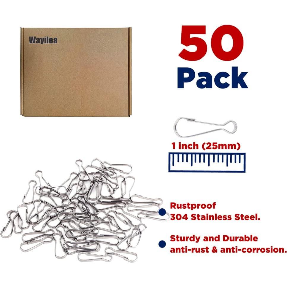 50 Ganchos de Resorte Acero Inoxidable Wayilea 25mm