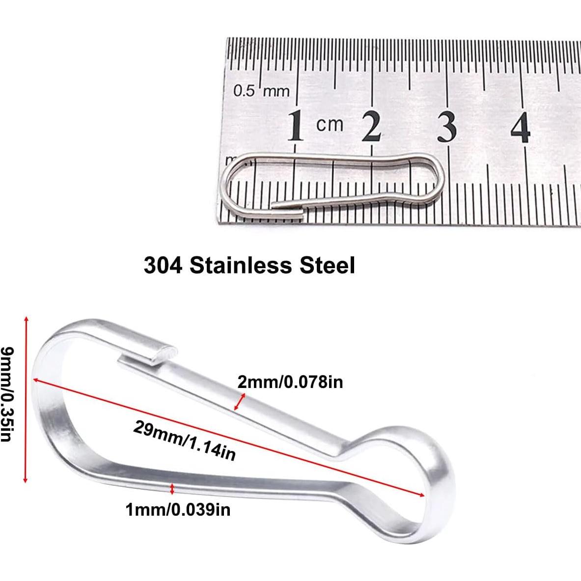 20 Ganchos de Clip de Acero Inoxidable 304 29mm para Lanyard