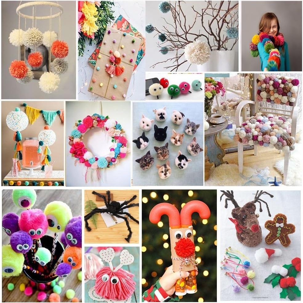 Kit Hacedor de Pompones Ayasee 6 Tamaños + 12 Hilos Acrílicos