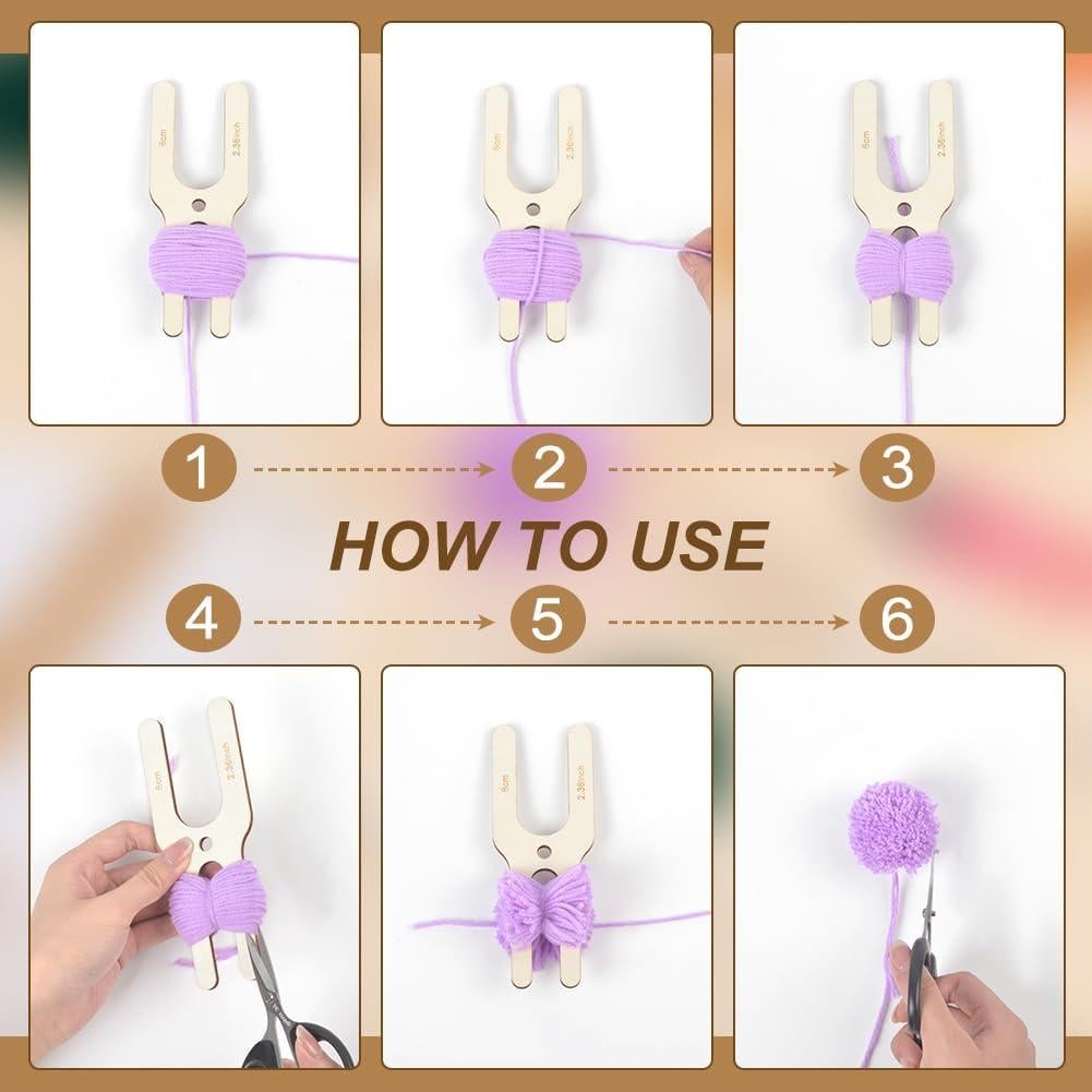 Creador de Pompones de Madera BENECREAT 4 Piezas 8 Tamaños