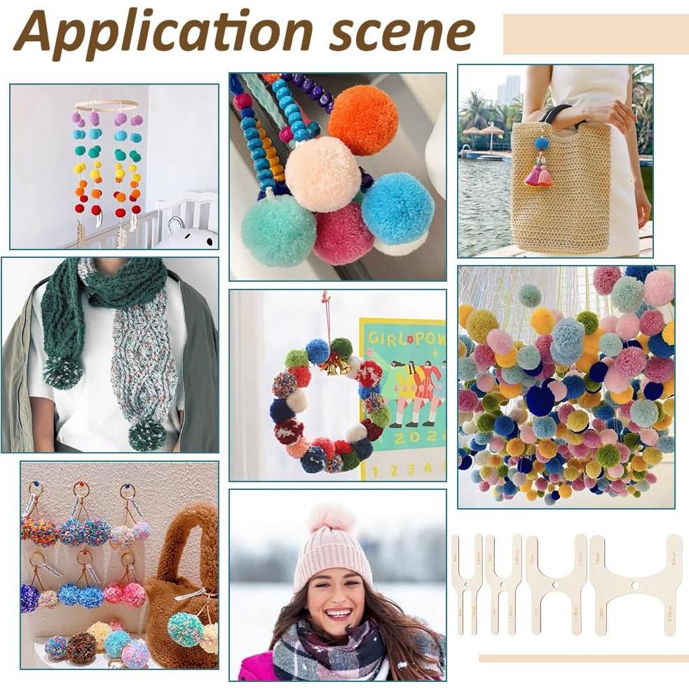 Creador de Pompones de Madera BENECREAT 4 Piezas 8 Tamaños