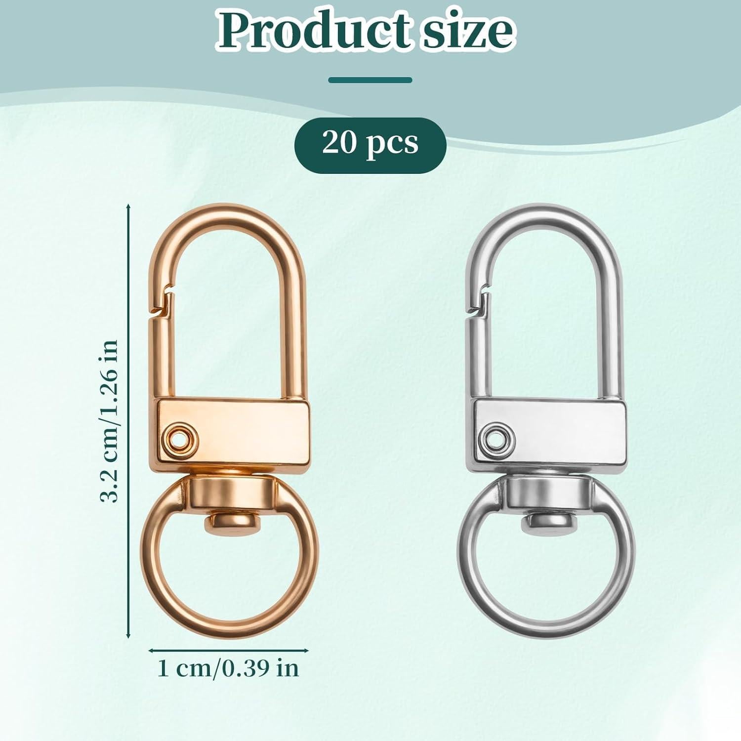 20 Ganchos de Clip Giratorios Asofelk para Llaveros 3.2 cm