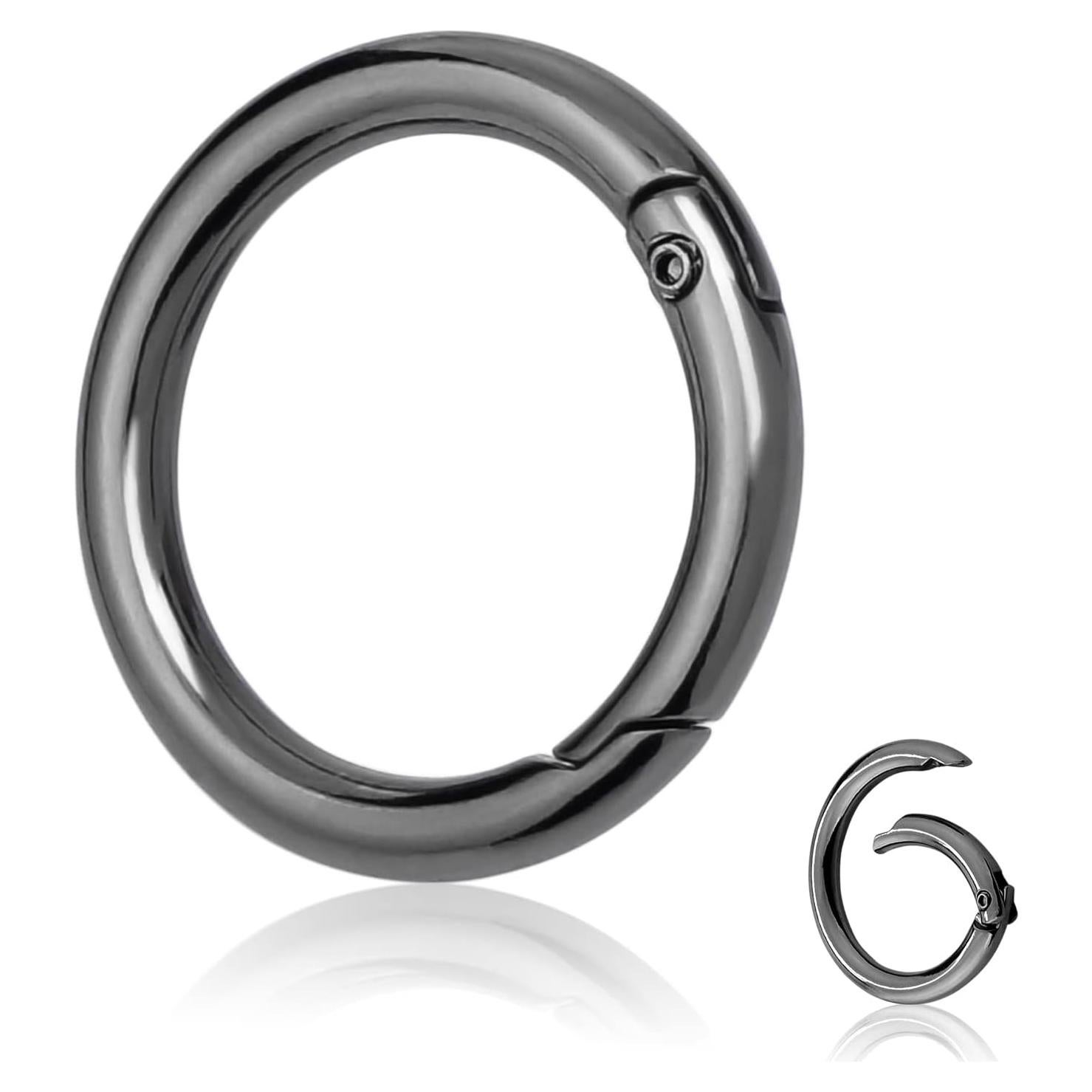 10 Piezas Anillos de Resorte Metal CooBigo 25 mm Negro