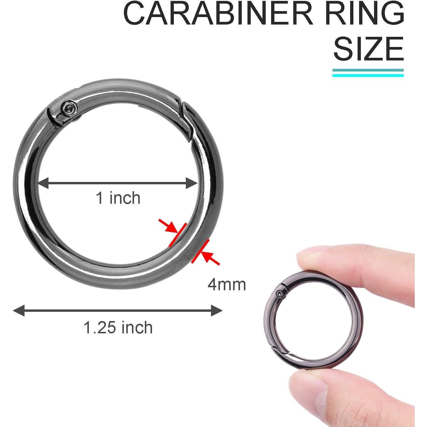 10 Piezas Anillos de Resorte Metal CooBigo 25 mm Negro