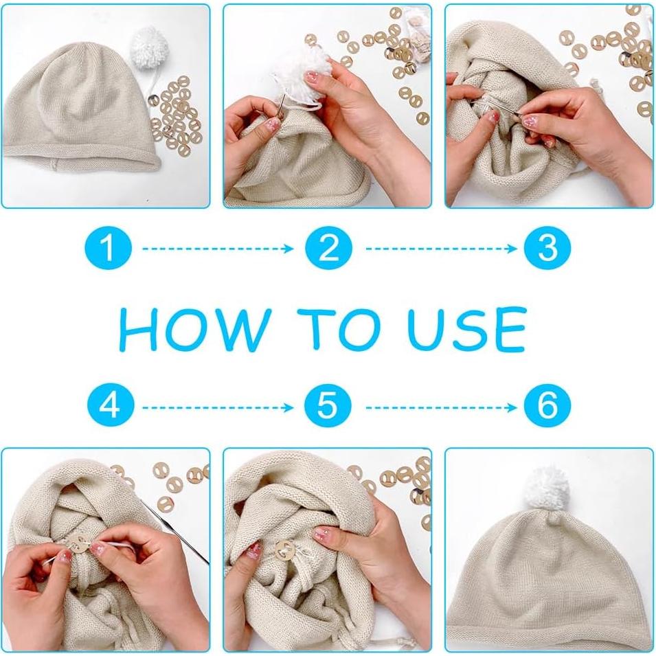 Botones Removibles Pom Pom Acrílico BENECREAT 50 Piezas 20mm