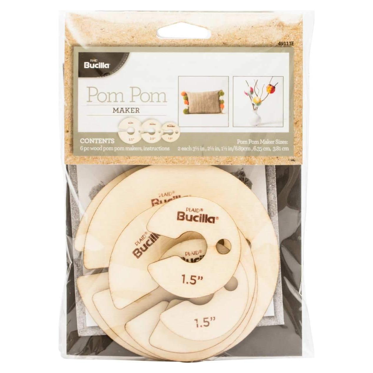 Hacedor de Pompones Bucilla - 6 Piezas de Madera Duradera