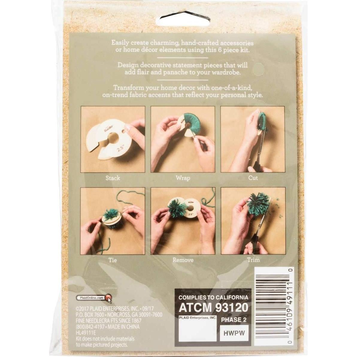 Hacedor de Pompones Bucilla - 6 Piezas de Madera Duradera