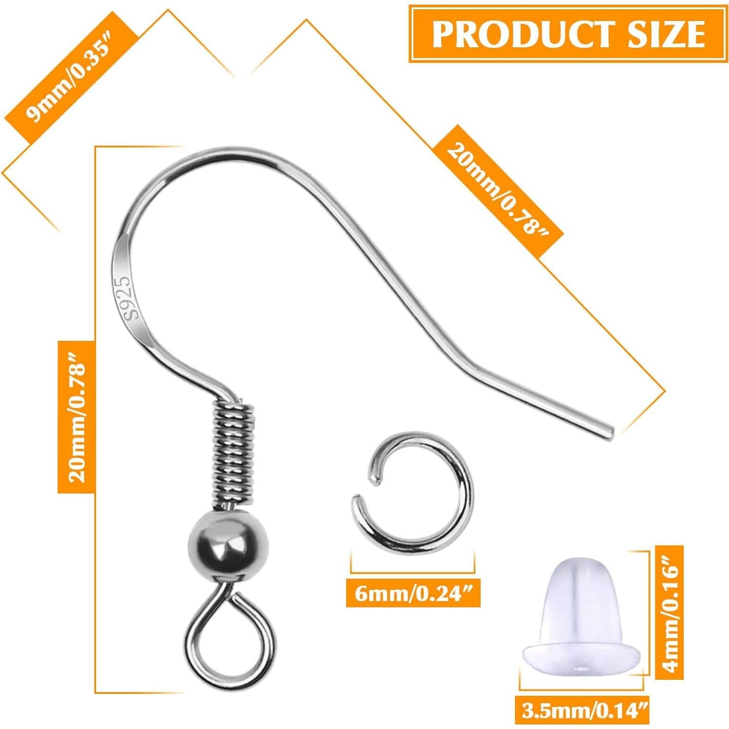 Kit de Ganchos Hipoalergénicos Thrilez para Pendientes 600 Piezas