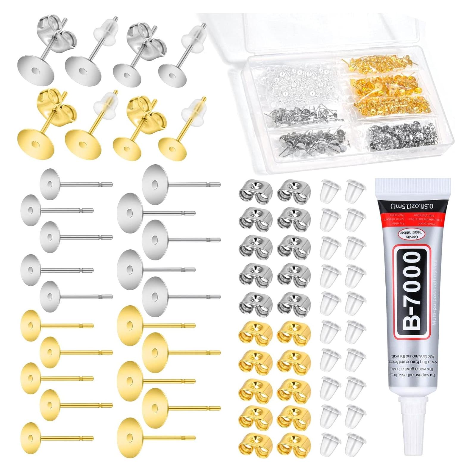 Kit de Pegamento para Joyería Anezus con 600 Piezas de Aretes