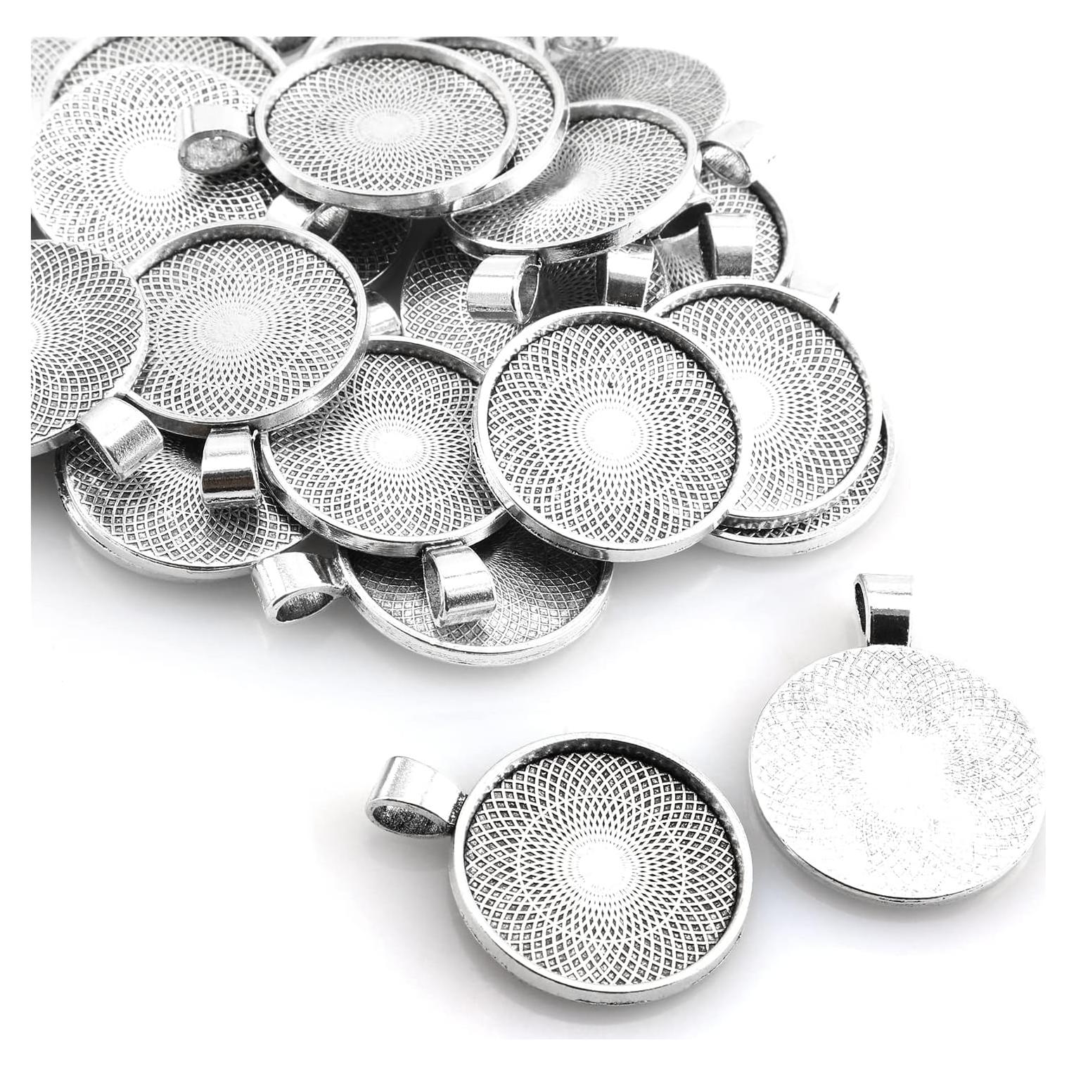 25 Bandejas Redondas Bezel Plata Antigua 25mm Lind Kitchen