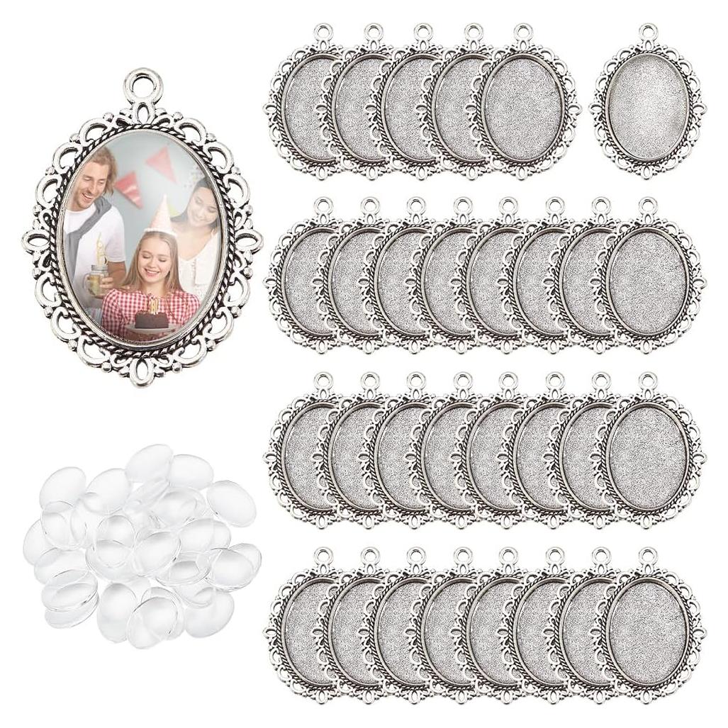 Kit de Pendientes Bezel PH PandaHall 60pcs - 30 Bandejas Ovaladas 25x18mm