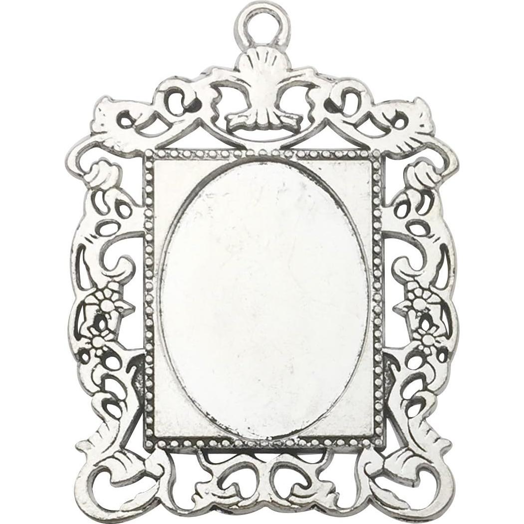 20 Bandejas de Colgante Ovaladas 18x25mm Bronce y Plata