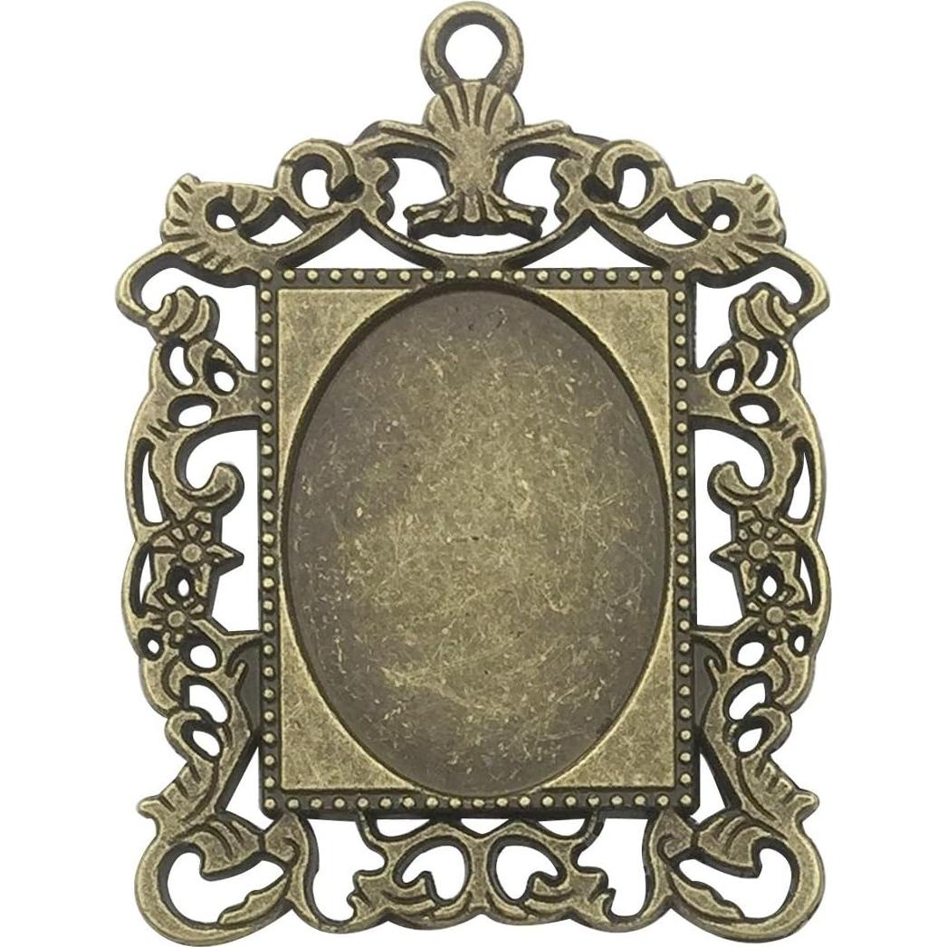 20 Bandejas de Colgante Ovaladas 18x25mm Bronce y Plata