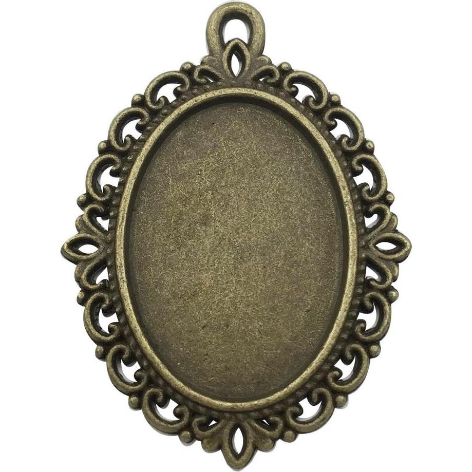 20 Bandejas de Colgante Ovaladas 18x25mm Bronce y Plata