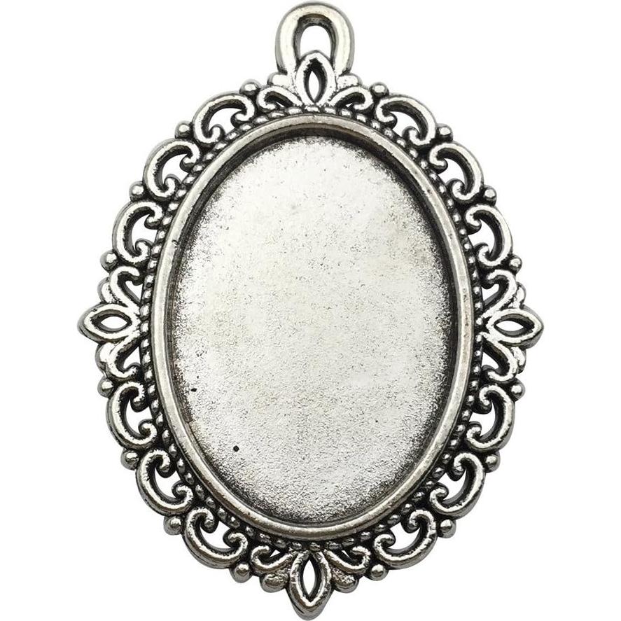 20 Bandejas de Colgante Ovaladas 18x25mm Bronce y Plata