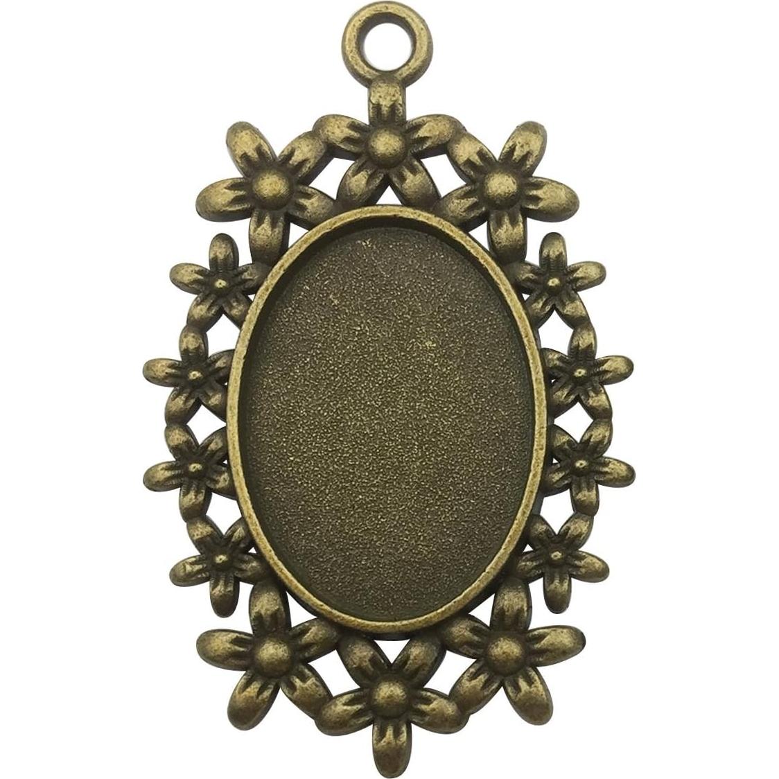 20 Bandejas de Colgante Ovaladas 18x25mm Bronce y Plata