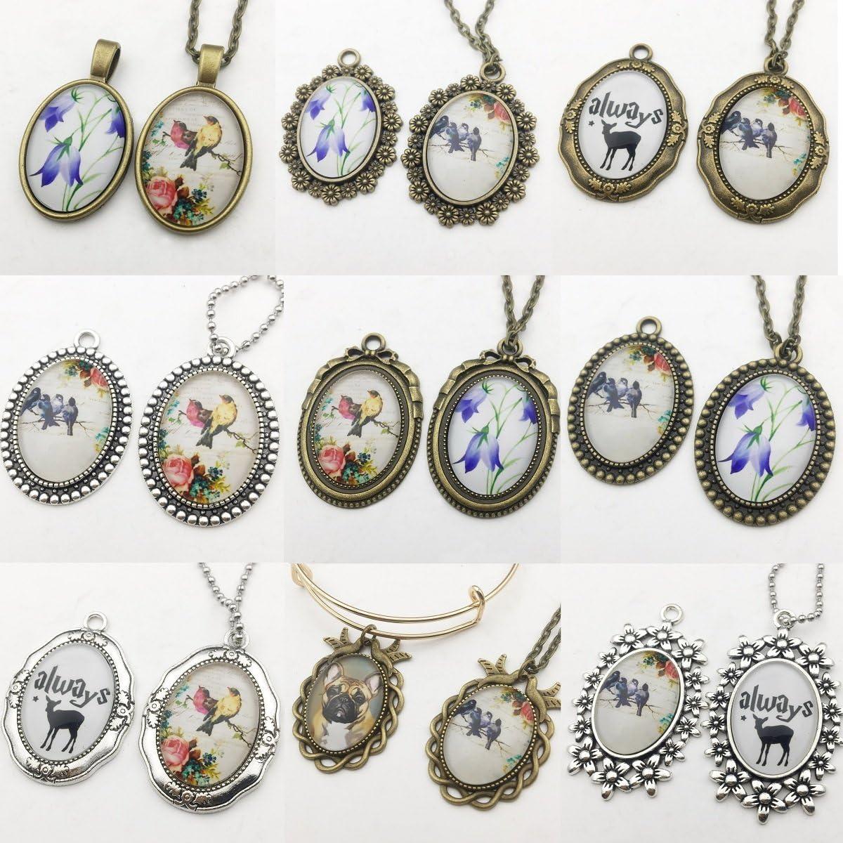 20 Bandejas de Colgante Ovaladas 18x25mm Bronce y Plata