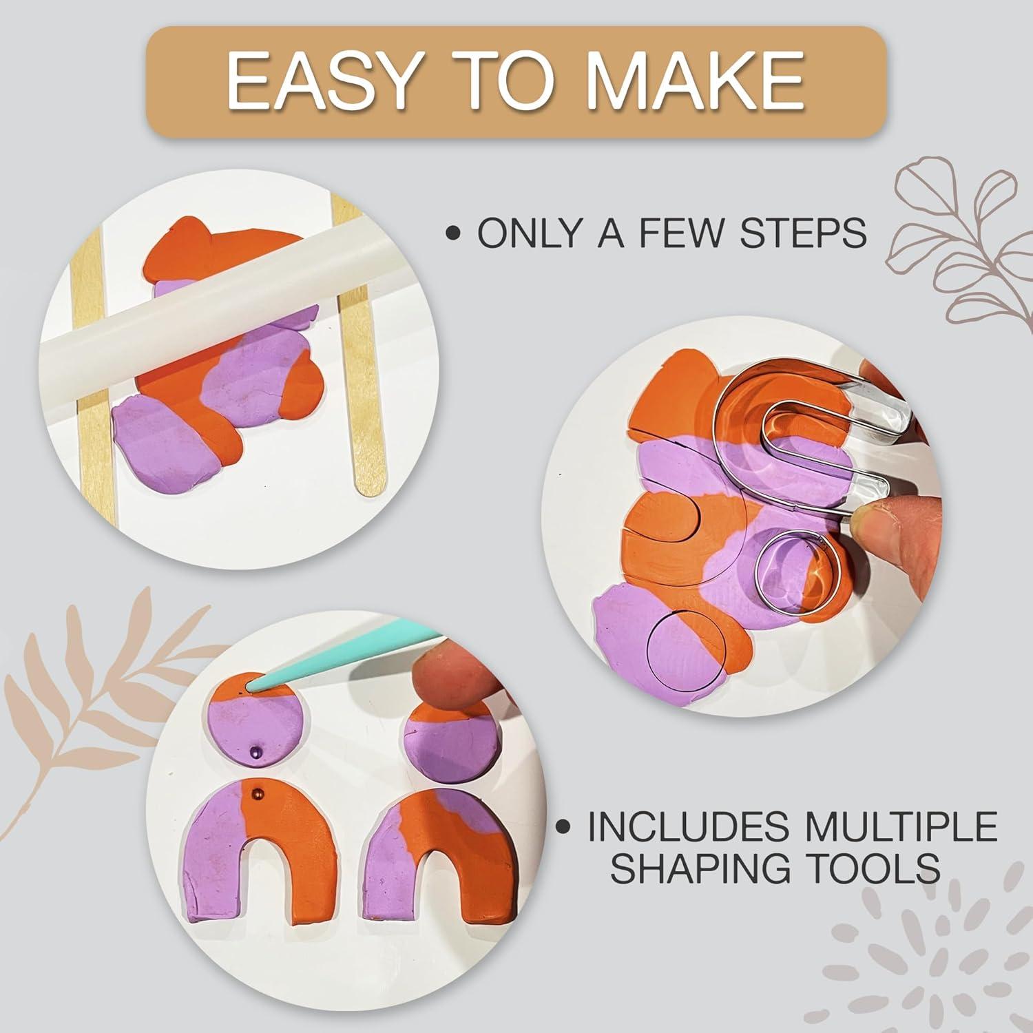 Kit de Manualidades JOiFULi 132 Piezas Aretes Arcilla Polimérica