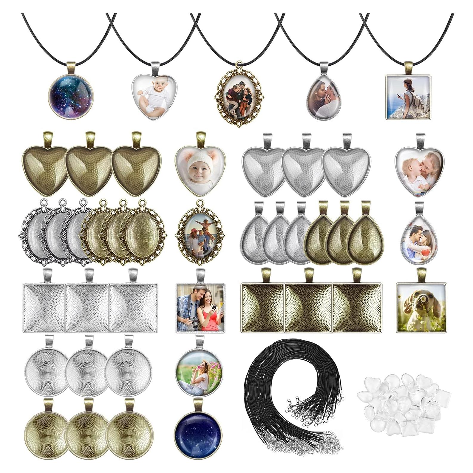 Set de 90 Bandejas de Colgante Anezus con Cabujones de Vidrio