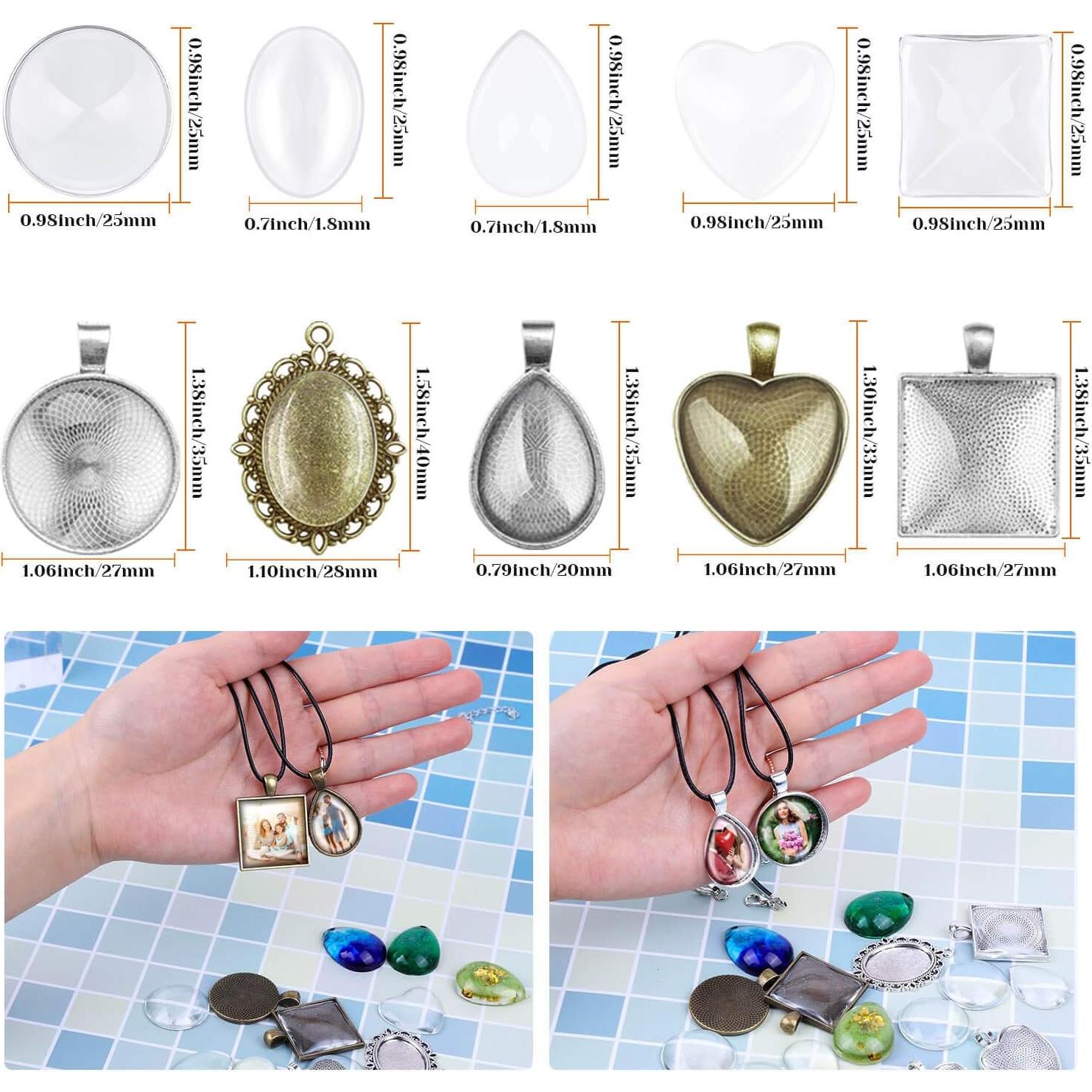 Set de 90 Bandejas de Colgante Anezus con Cabujones de Vidrio