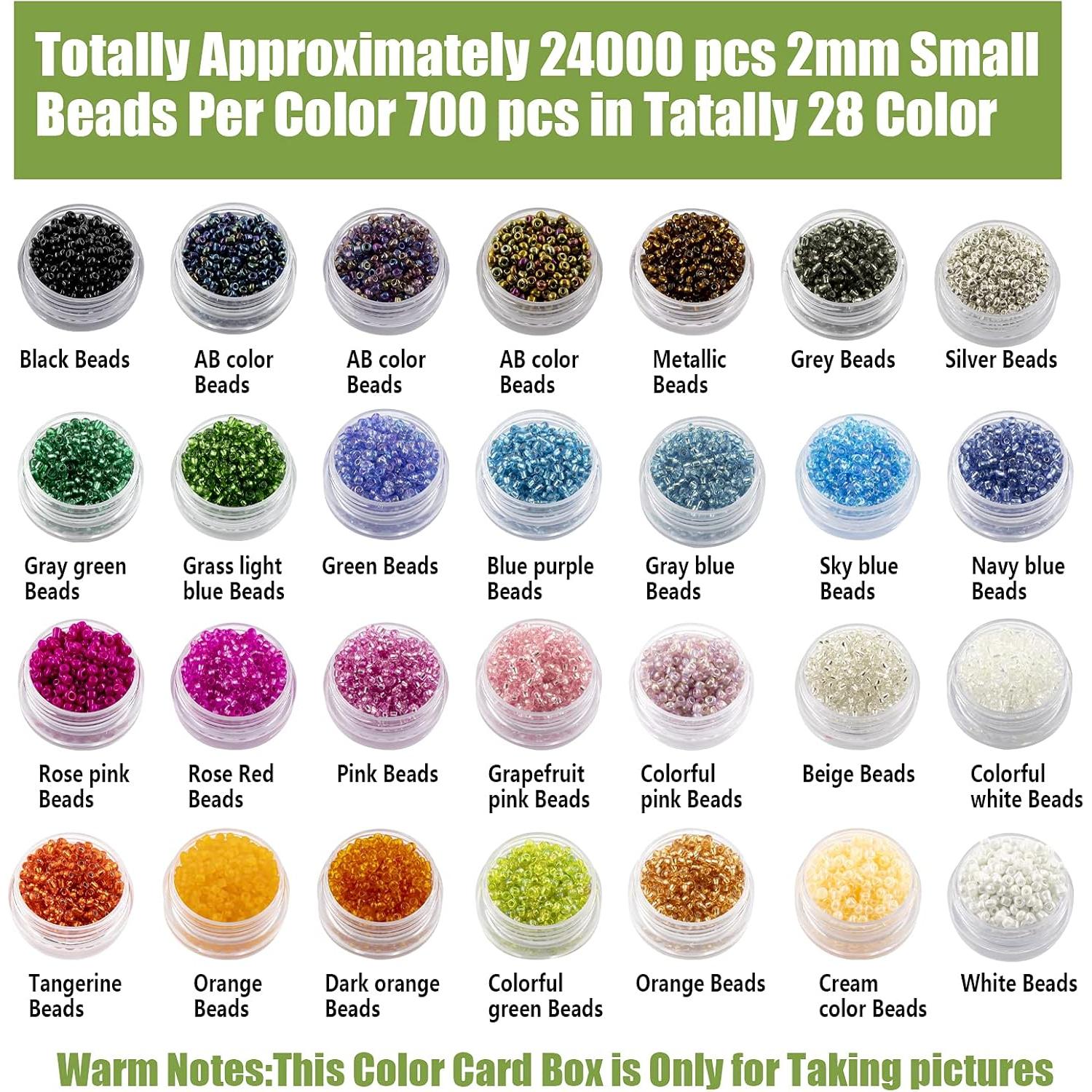 Kit de Cuentas de Vidrio 24000 Pcs Ybxjges 2mm 28 Colores