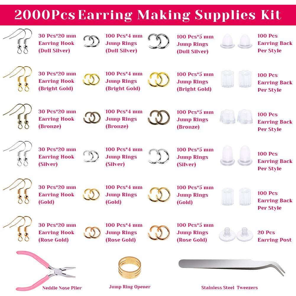 Kit de Ganchos para Pendientes Anezus - 2000 Piezas Multicolores