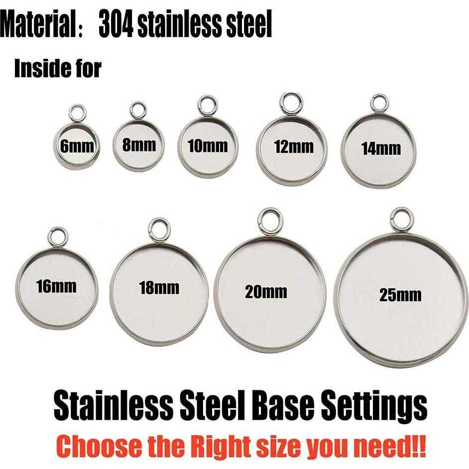 30 Piezas Bandejas Bezel Redondas Acero Inoxidable 20mm WOCRAFT