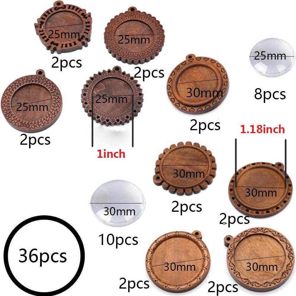 Bandejas de Colgante Bezel Redondas de Madera ToBeIT - 18 Piezas